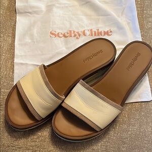 See By Chloe Women's Cream Slide Sandals